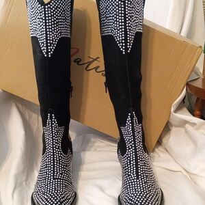 Matisse Black and Silver Over the Knee Boots